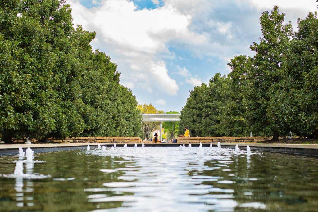 Reflecting pool on campus.