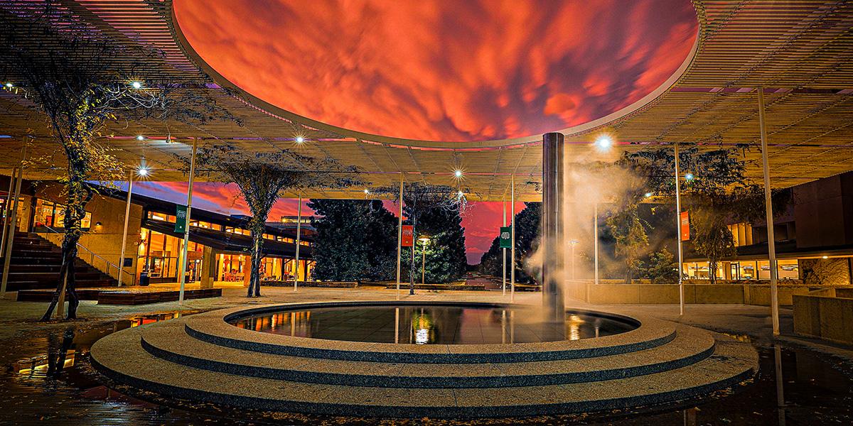 campus mall during sunset